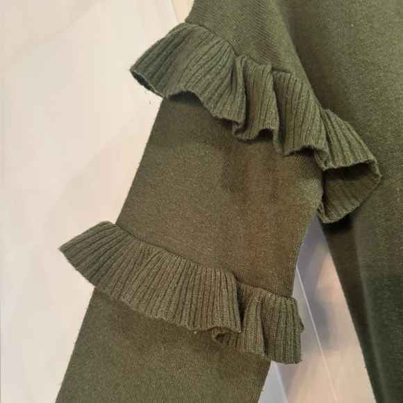 Jcrew green ruffle sleeve sweater - Picture 2 of 4
